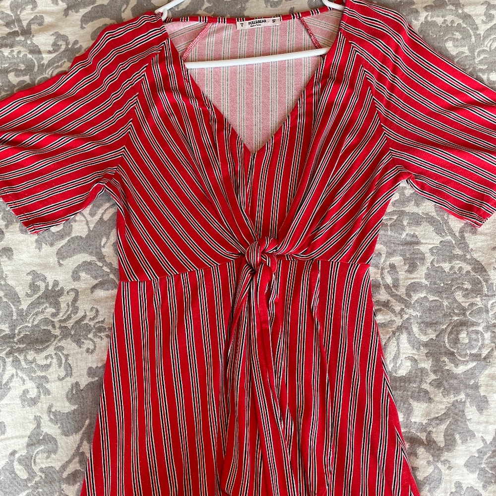 Pull & Bear Red Striped Dress